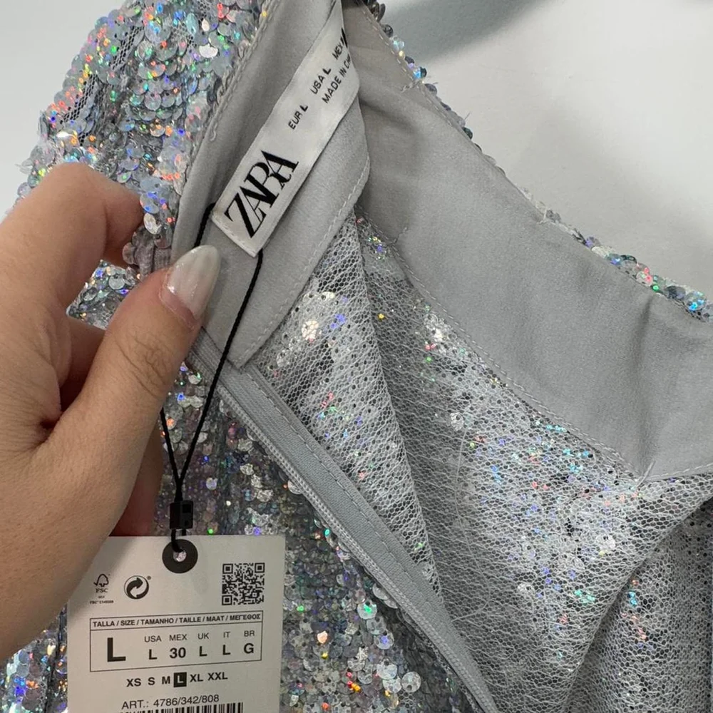 NWT Zara sequin dress puff sleeve SIZE L

Was bought for photoshoot - Picture 8 of 8